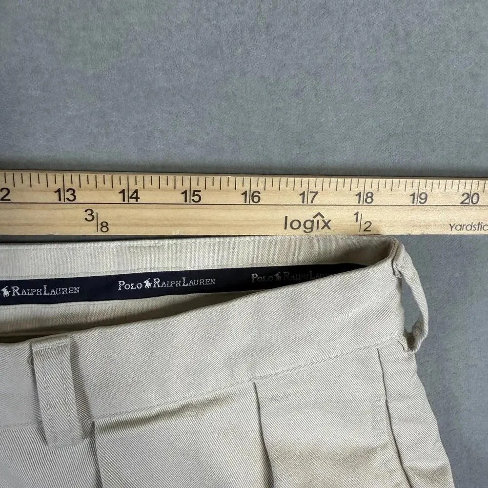 Vintage Polo Ralph Lauren Andrew Pants Mens 38x29 Beige Cream Pleated Chino 90s